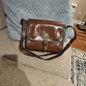Brahmin Brown and Green Leather Crossbody Bag